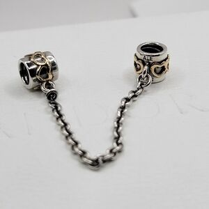 🛡 Authentic Pandora ⭐️RETIRED⭐️ HEART SAFETY CHAIN WITH 14k GOLD
